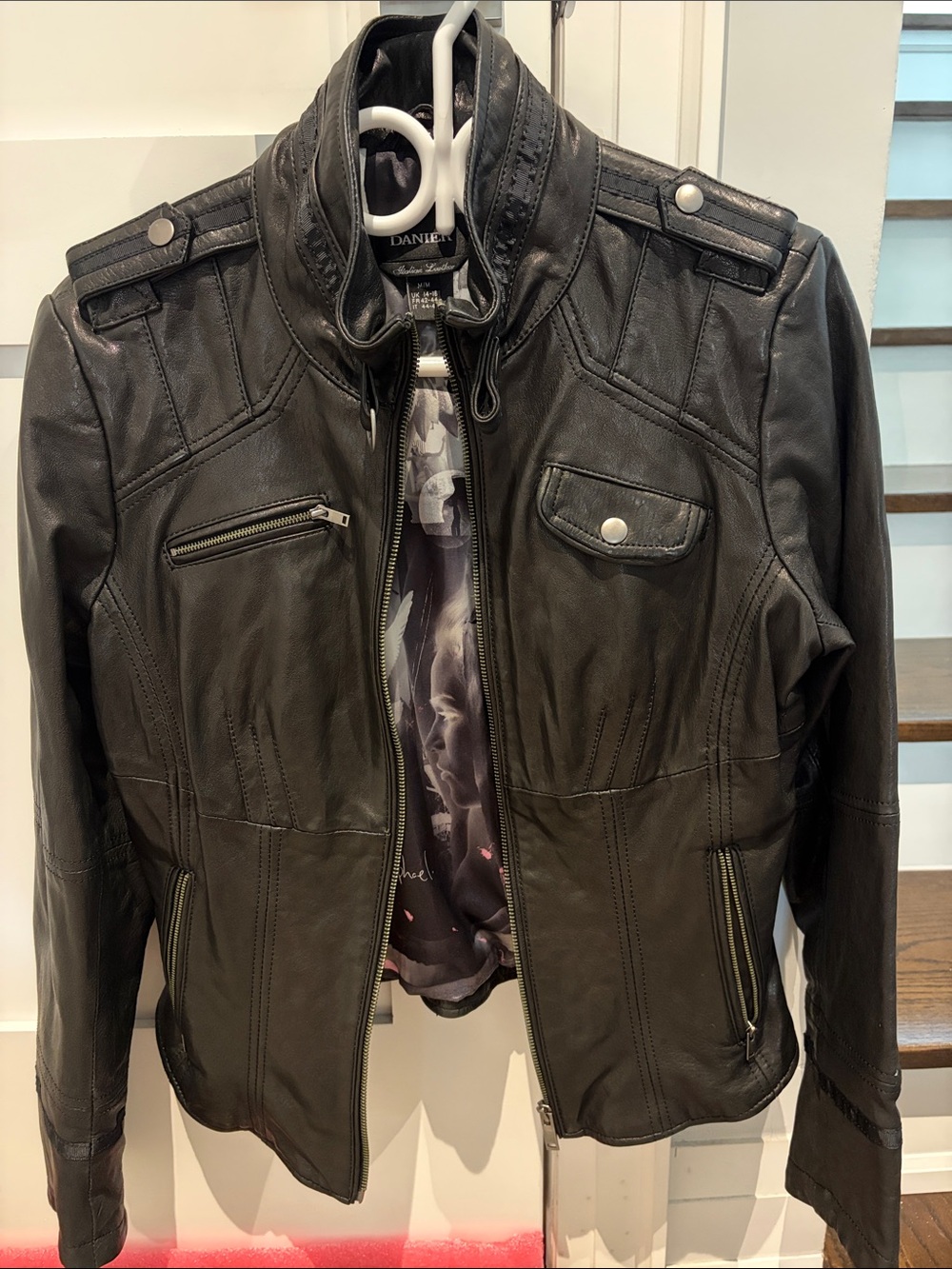 Leather Womans Black Zip-Front Moto Jacket